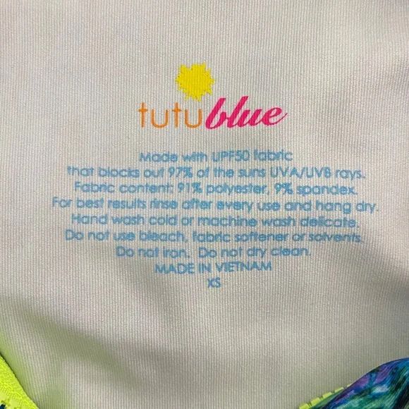 TUTU BLUE Women's Zip Long Sleeve Rash Guard Shibori W/ matching Leggings XS/S - Picture 8 of 8